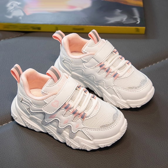 Sneakers for Kids,Children All Season Sports For Boys And Girls Thick Soles Non Lace Up Hook Loop Mesh Breathable Comfortable Solid Color Casual(Size:4.5-5 Years)