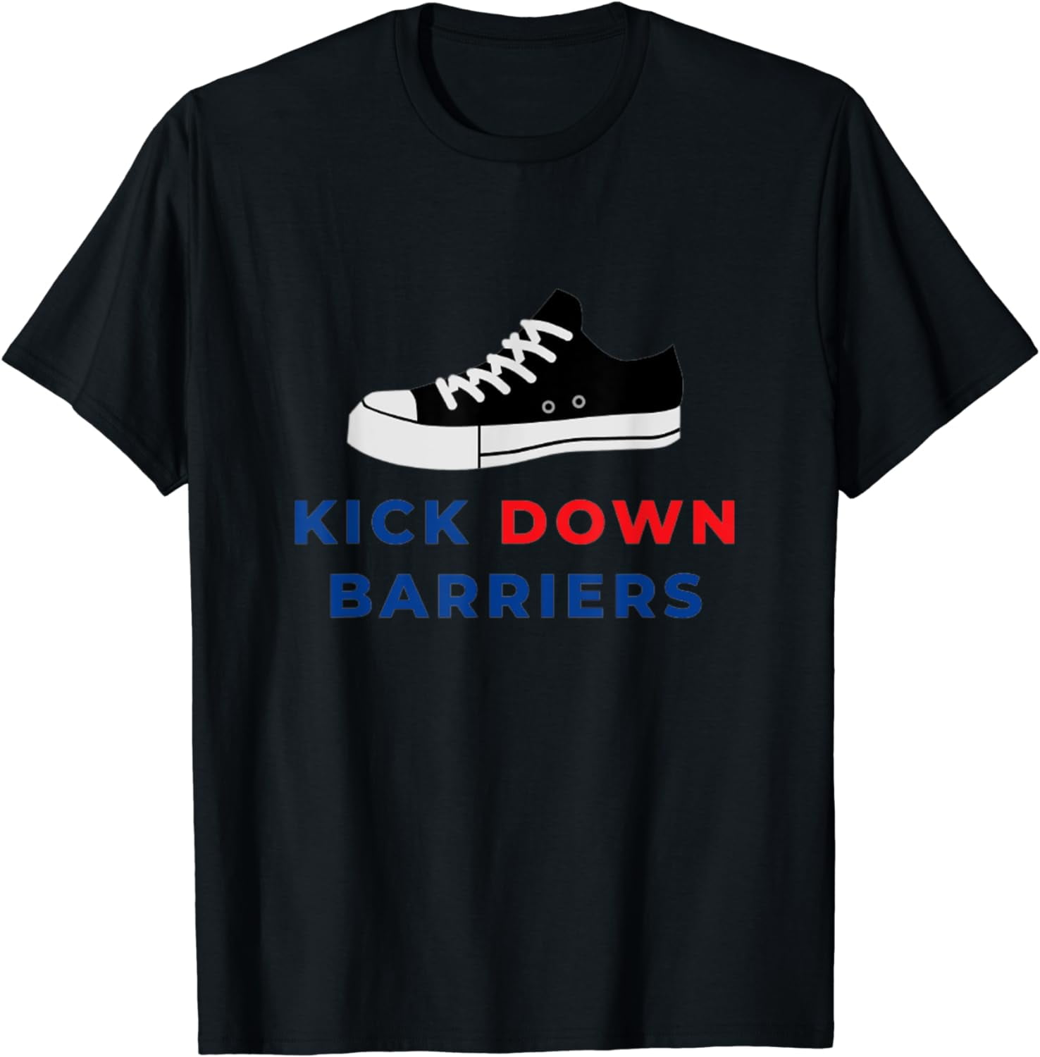 Sneakers Lover Tennis Shoe Chucks Blue Kick Down Barriers TShirt