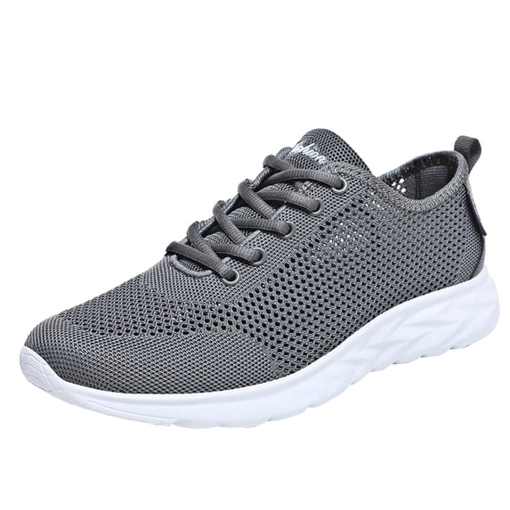 Sneakers for Men Breathable Laš¼e Up Sneakers with Hollow Out Knit Mesh Upper Fashion Lightweight Running Shoes Comfortable Cushion Trainers Shoes for Summer and Autumn