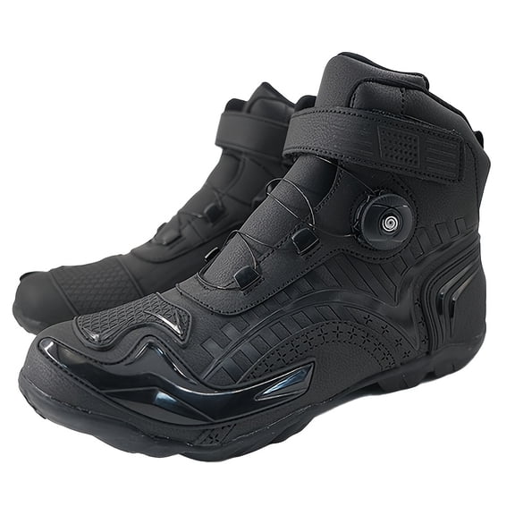 [Sneakers] Men'S Motorcycle Boots, Riding Shoes with Quick-Lace Buckle, Non-Slip Off-Road & Street Motocross Boots for Motorbike Racing