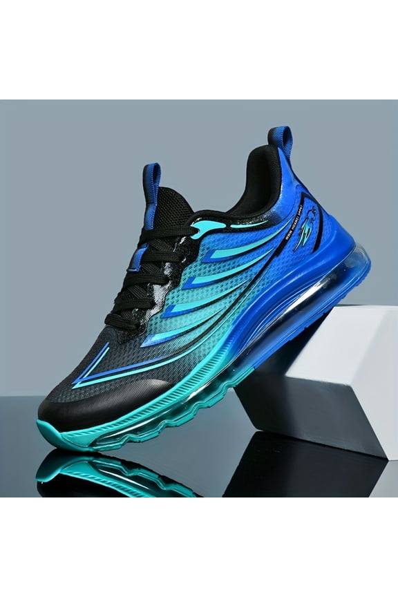 Sneakers, Men's Sports Outdoor Running Shoes Cushioned High Elastic Air Pad and Grip Sol with Breathable Jacquard Mesh, Pattern for Practical Racing Multi-Patch Color Blocking Casual Versatile Road