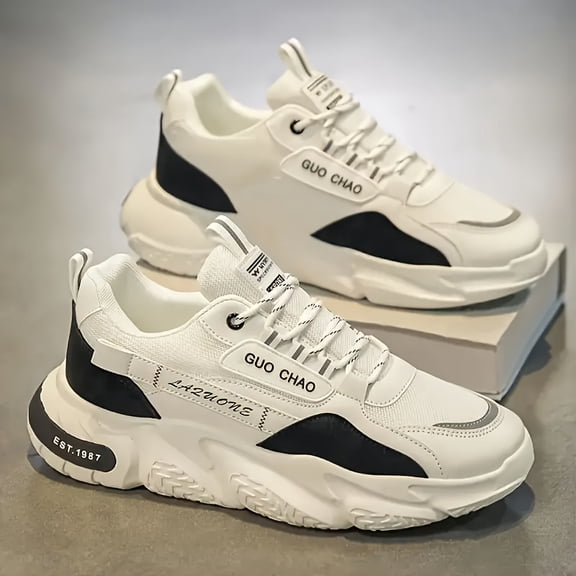 Sneakers, Men's Thick Soled Sports Shoes, Board Shoes, Versatile Skateboard Shoes, White Shoes, Strong Grip