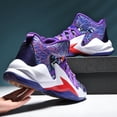 thumbnail image 1 of Sneakers, Mens Shoes Breathable Canvas High-top Basketball Shoes, Anti-slip Rubber Sole, Outdoor Cushioning Sports Shoes, Black and Purple Twin-color Lightweight Running Shoes, 1 of 9