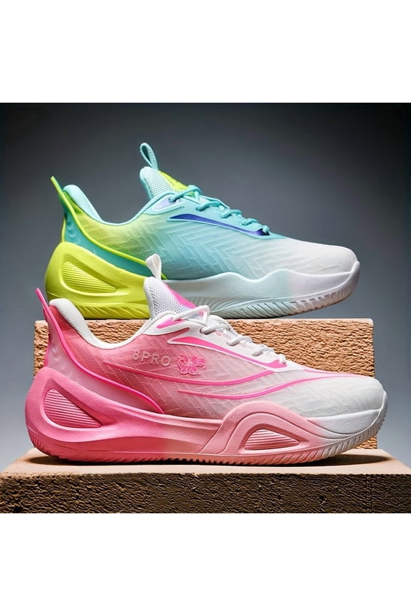 Sneakers, A Pair Of Basketball Shoes for Men, Designer Adult Low-top Sports Shoes, Men's Dunking Shock-absorbing Shoes, The Best Multi-colored' And Girls' Pink Anti-slip Group Training Shoes.