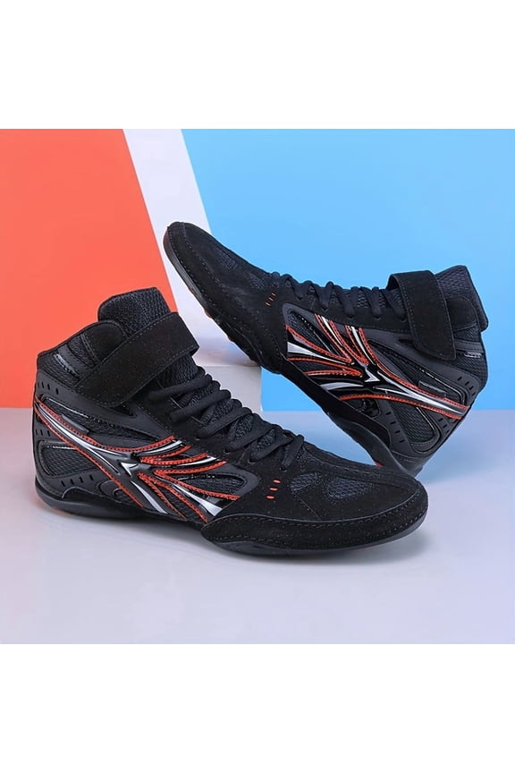 Sneakers, Ultra-cool High-top Training Shoes with a Combination of Microfiber and Breathable Mesh, Featuring a Non-slip, Wear- Outsole for Boxing and Wrestling