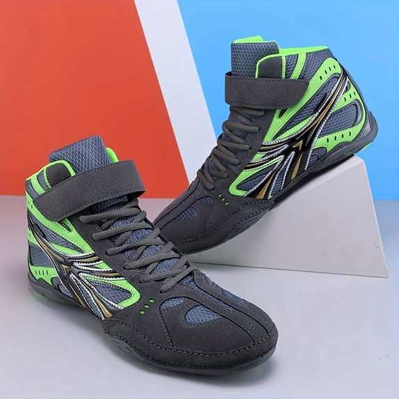 Sneakers, Ultra-cool High-top Training Shoes with a Combination of Microfiber and Breathable Mesh, Featuring a Non-slip, Wear- Outsole for Boxing and Wrestling