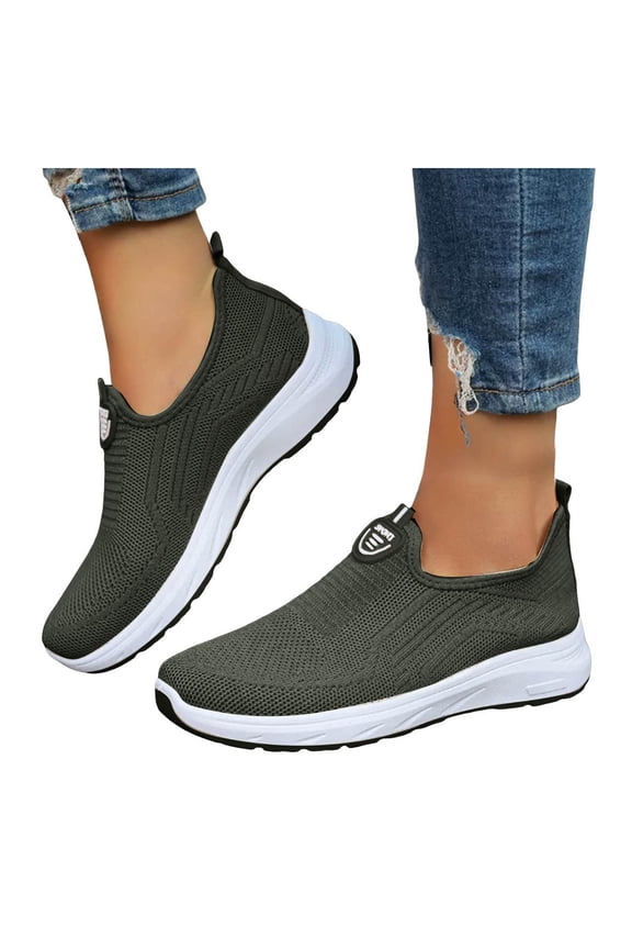 Sneakers for Women Knit Mesh Lightweight Orthopedic Shoes Casual Antislip Soft Sole Slip on Walking Shoes Breathable Daily Workout Athletic Shoes Green Size 9