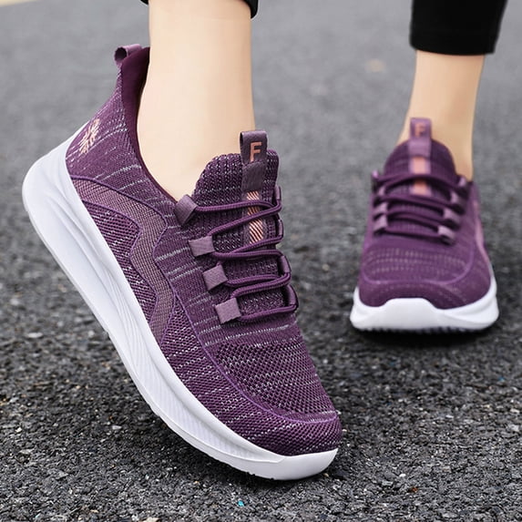Sneakers for Women, Womens Athletic Walking Shoes - Running Tennis Shoes Jogging Workout Lightweight Breathable Slip On Sneakers for Indoor Outdoor Gym Travel Work, Dark Purple 6