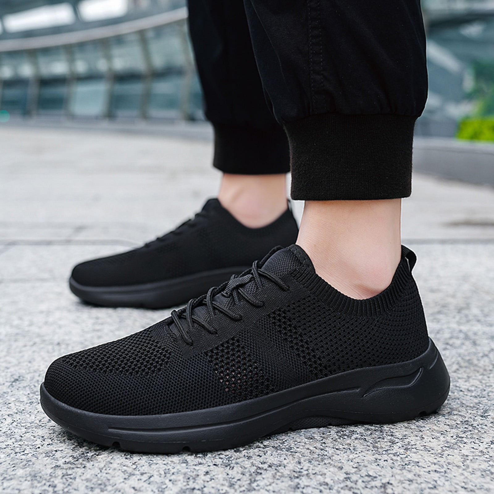 Sneakers for Men Fashion Sneakers Running Shoes for Men Shoes Men s Breathable Fashion Comfort Mesh Casual Shoes Flat Sole Black 41 Walmart