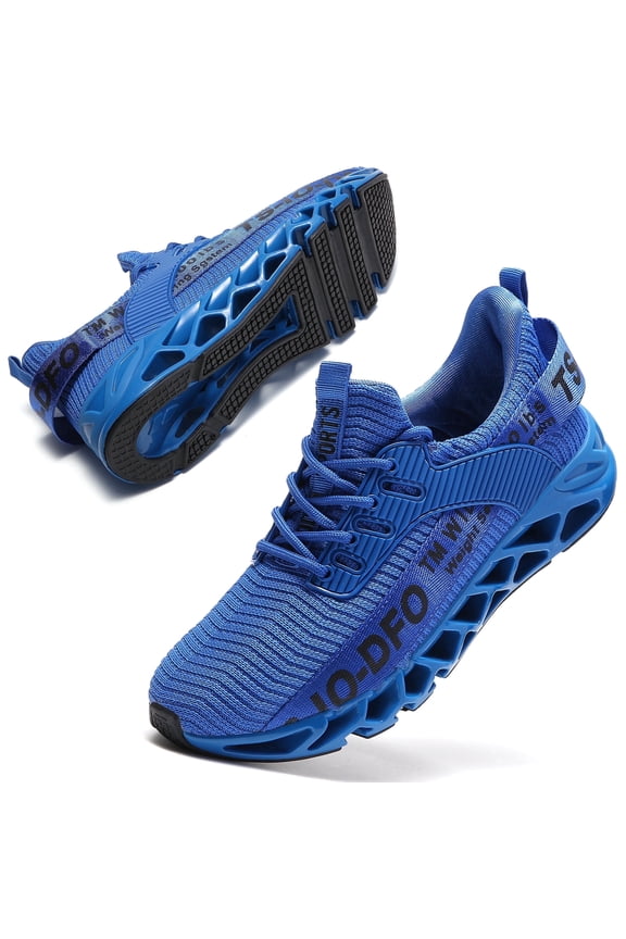 Sneakers for Men Slip on Fashion Sport Running Tennis Athletic Walking Shoes Gym Runner Trail Shoes Royal Blue Size 9