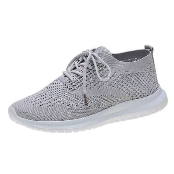 Sneakers for Women Clearance Female Womens Sneakers Women's Ladies Casual Knitted Breathable Lace-Up Sneakers Running Sports Shoes(Grey,8)