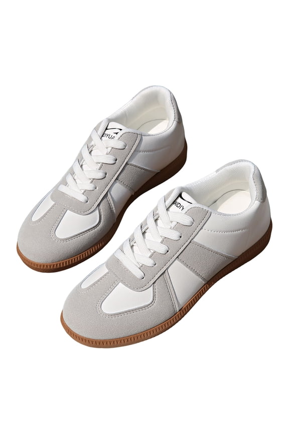Sneakers for Women Fashion Splice Suede Antislip Skate Shoes Classic Vintage Trainers Tennis Shoes Casual Flat Walking Shoes Gray Size 9