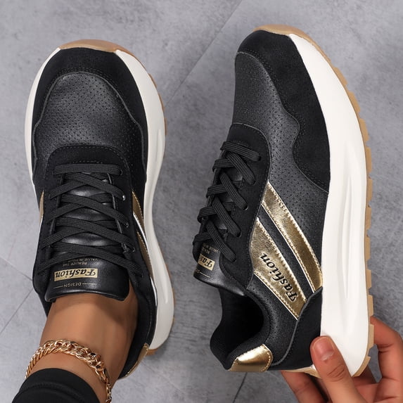 Sneakers for Women Genuine Leather Suede Patchwork Casual Lace Up Non-Slip Walking Shoes Comfortable Tennis Running Shoes Womens Fashion Sneakers