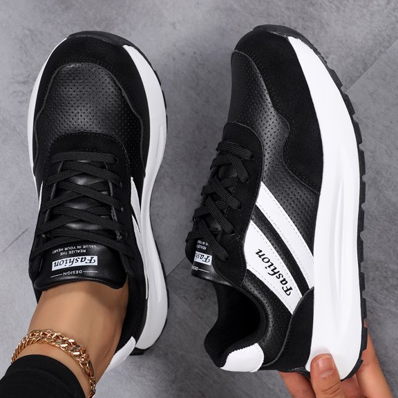 Sneakers for Women Genuine Leather Suede Patchwork Casual Lace Up Non-Slip Walking Shoes Comfortable Tennis Running Shoes Womens Fashion Sneakers