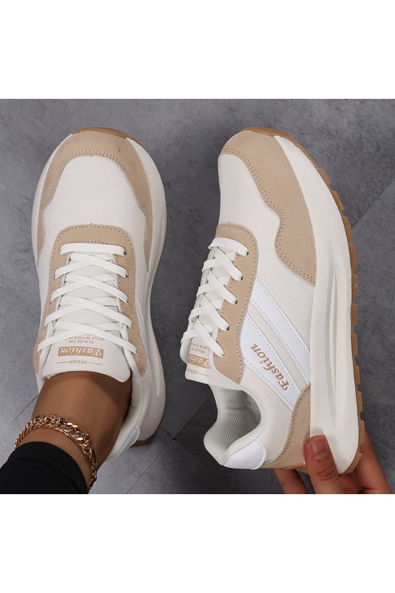 Sneakers for Women Genuine Leather Suede Patchwork Casual Lace Up Non-Slip Walking Shoes Comfortable Tennis Running Shoes Womens Fashion Sneakers