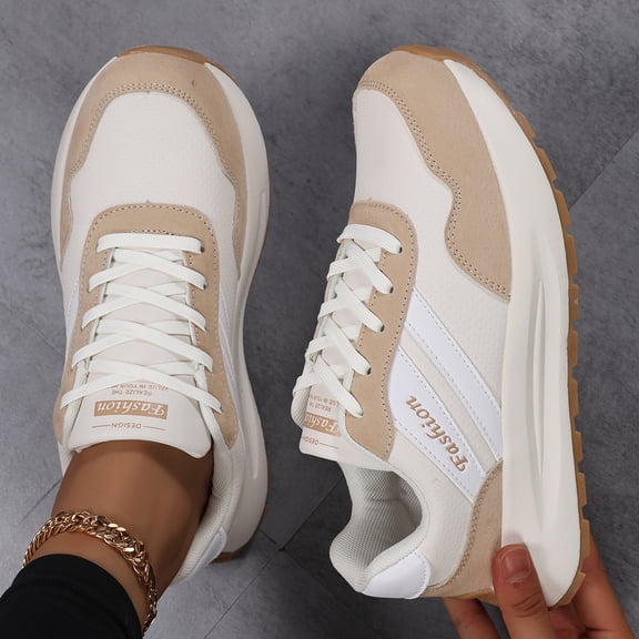 Sneakers for Women Genuine Leather Suede Patchwork Casual Lace Up Non-Slip Walking Shoes Comfortable Tennis Running Shoes Womens Fashion Sneakers