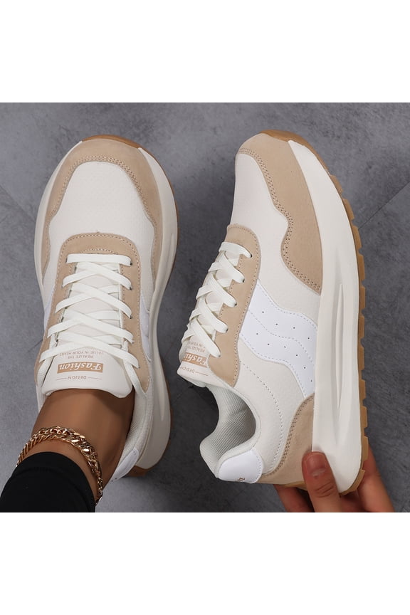 Sneakers for Women Genuine Leather Suede Patchwork Casual Lace Up Non-Slip Walking Shoes Comfortable Tennis Running Shoes Womens Fashion Sneakers