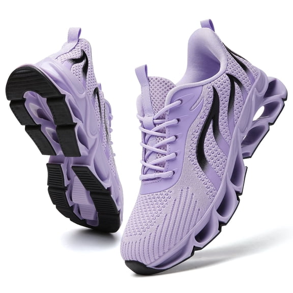 Sneakers for Women Slip on Fashion Sport Running Tennis Athletic Walking Shoes Gym Runner Trail Shoes Light Purple Size 11
