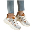 thumbnail image 1 of Sneakers for Women Trendy Color Block Breathable Mesh Running Shoes Casual Lace up Platform Athletic Tennis Shoes Coffee Size 8, 1 of 7