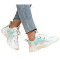 thumbnail image 1 of Sneakers for Women Trendy Color Block Breathable Mesh Running Shoes Casual Lace up Platform Athletic Tennis Shoes Light Blue Size 7.5, 1 of 7