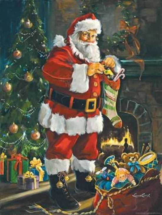 Sneaking Santa Canvas Art - Susan Comish (18 x 24)