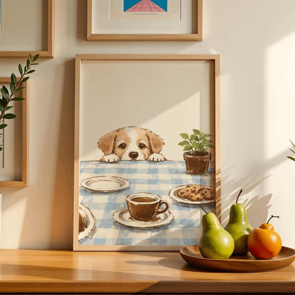Sneaky Dog Coffee Diner Breakfast Kitchen Decor Wall Art