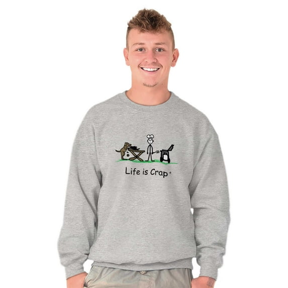 Sneaky Dog Eating BBQ Funny Grilling Men's Crewneck Sweatshirt Brisco Brands L