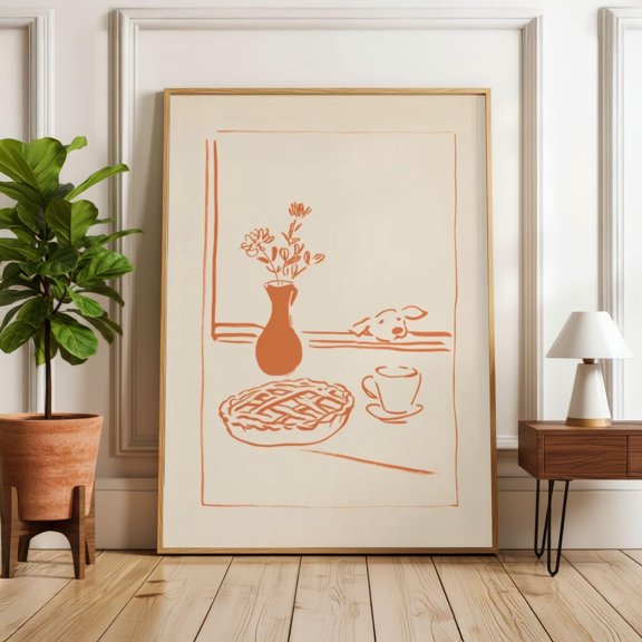 Sneaky Dog Kitchen Print, Abstract Coffee Wall Art, Funny Diner Decor, Scandi Breakfast Poster , Poster Print Only