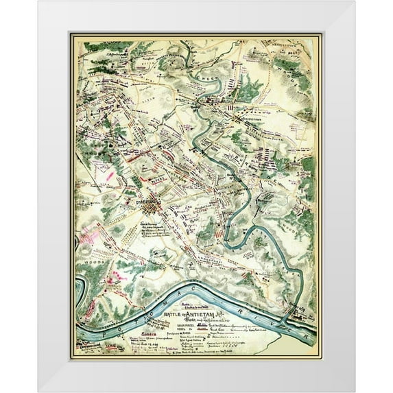 Sneden 15x18 White Modern Wood Framed Museum Art Print Titled - Battle of Antietam Maryland - Sneden 1862