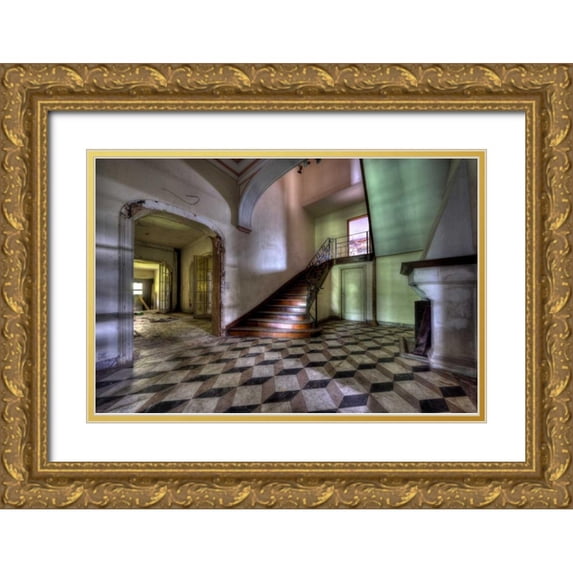 Sneeuw, Ivo 32x23 Gold Ornate Wood Framed with Double Matting Museum Art Print Titled - Chateau le chat noir