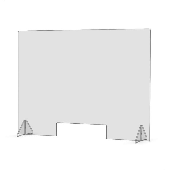 Sneeze Guard - 32"w x 24"h Protective Freestanding Shield with Transaction Window for Offices and Stores (2-Pack)