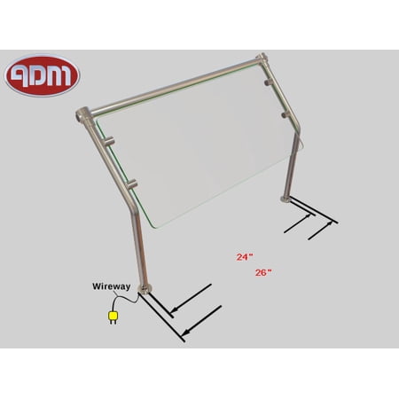 Sneeze Guard | ADM Sneezeguards | ES31-1BAY-A24-LP-RP-FLANGE-LYT-SS