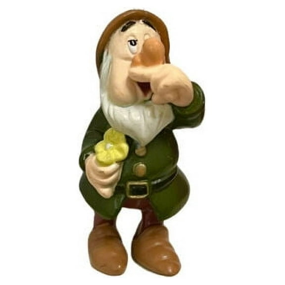Sneezy Hold Flower Snow White Seven Dwarf Pvc Cake Topper Figure Figurine 2.5