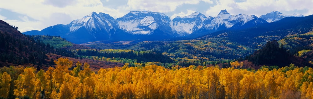 Sneffels Mountain range in autumn Canvas Art - Panoramic Images (27 x 9)