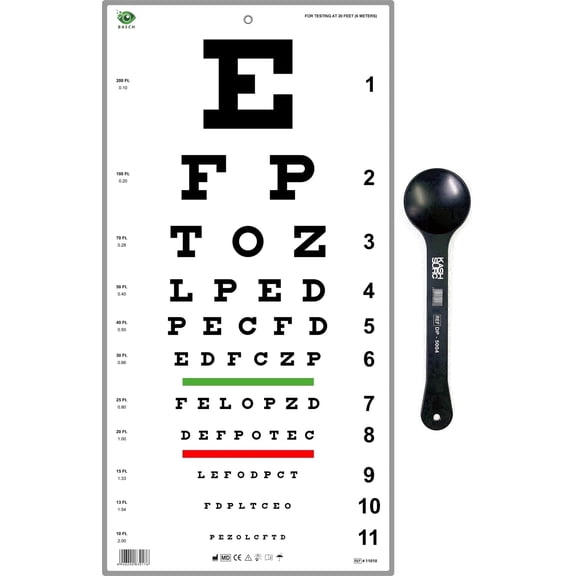 Snellen Eye Chart Traditional 20 Feet with Eye Occluder Combo Pack