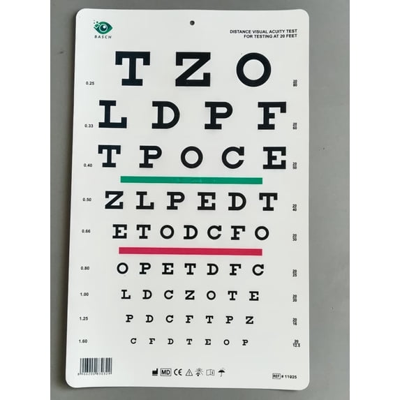 Snellen Translucent Distance Vision Testing Chart