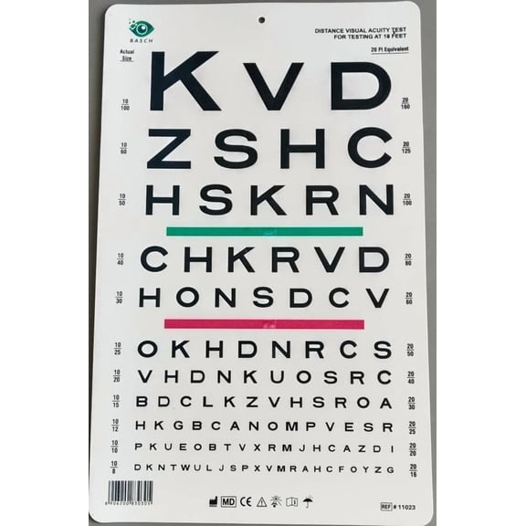 Snellen Visual Acuity Eye Chart for 10 Feet KVD