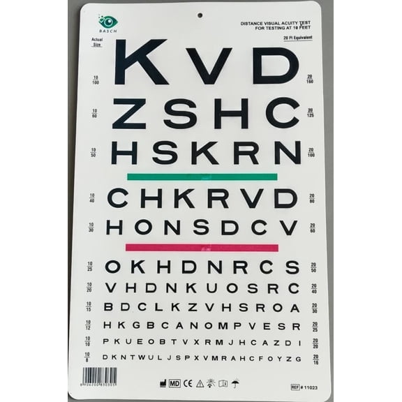 Snellen Visual Acuity Eye Chart for 10 Feet KVD