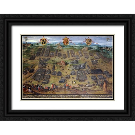 Snellinck, Jan 32x23 Black Ornate Wood Framed with Double Matting Museum Art Print Titled - The Battle of Moncontour, 30 October 1569