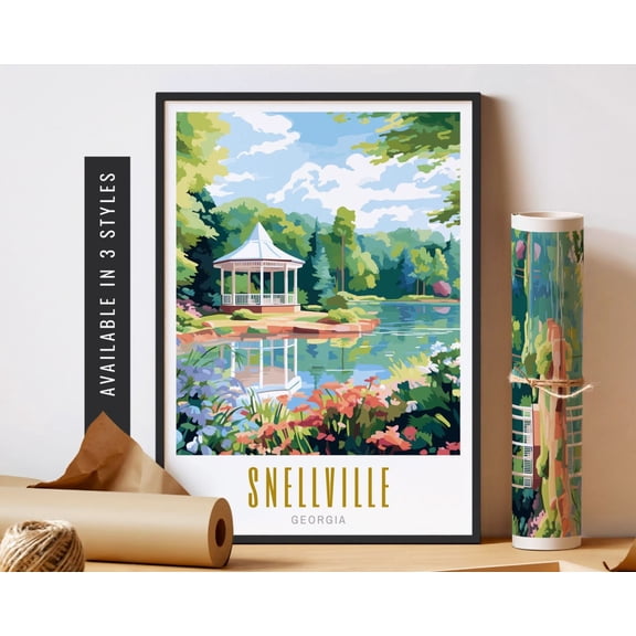 Snellville Georgia Art Poster Retro Destination Wall Art Snellville Ga Travel Poster Georgia Wall Decor Poster Travel Art Home Decor, 8x12 UNFRAMED