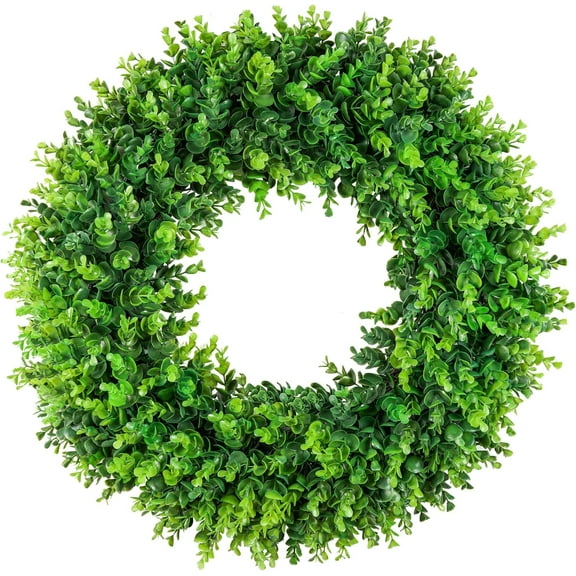 Snfy 2FT Large Boxwood Wreath Front Door 24'' Artificial Spring Wreaths for Front Door Farmhouse Wedding Green Year Round Indoor Outdoor for Summer Wreath st Patrick's Day Decoration-1PC