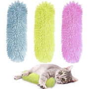 Snfy 3pcs Catnip Toys for Indoor Kittens Pillow Toys - Interactive Kitten Kicker with Crinkle Plush Cat Chew Teething Toys-Pink&Blue&Yellow