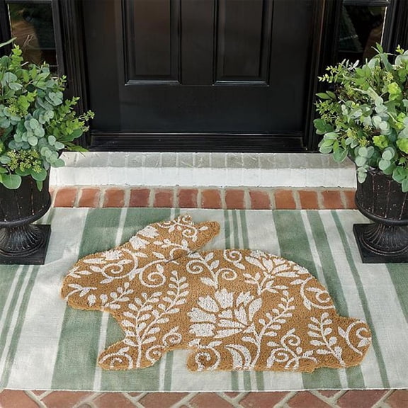 Snfy Bunny Shaped Door Mat, Easter Bunny Rug Funny Doormat Theme Doormat for Entrance Way Welcome Mat with Slip Rubber Back Kitchen Rugs.20*32"