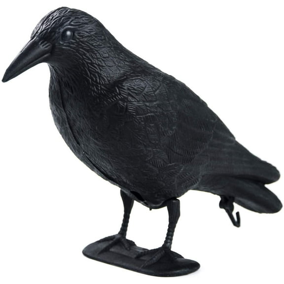 Snfy Crow Decoys Full Body Plastic Crow Decoy for Hunting, Crow Statue Black Plastic Crow Decoy W/Feet Stake Bird Repellent Crow Decor for Halloween Decor Yard Garden Decoration