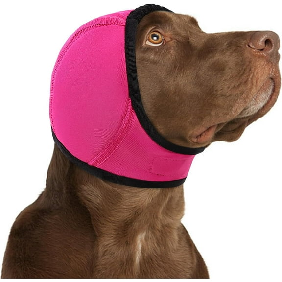 Snfy Dog Calming Hoodie - No Shake Ear Wraps for Dogs, Anxiety Relief & Noise Protection, Water Resistant Pet Ear Cover Muffs for Firework, Grooming, Thunderstorms, Swimming, Bathing-Red-S