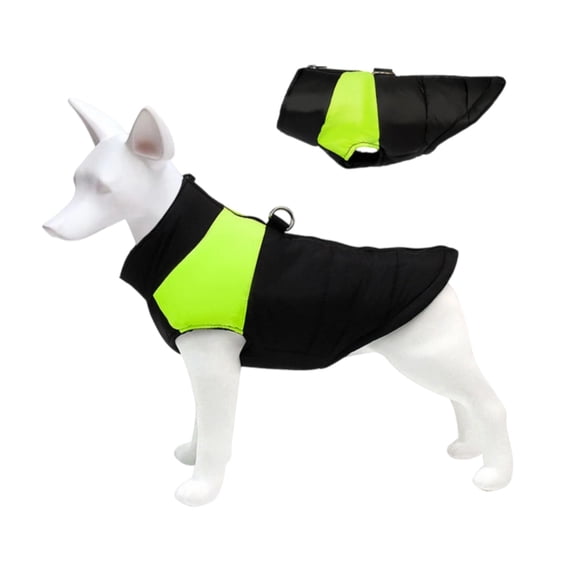 Snfy Padded Vest Dog Jacket - Dog Warm Coatwarm Zip Up Vest Fleece Jacket with Dual D Ring Leash Water Resistant Dog Coat for All Size Dogs,Green,XL(12.1-15.4lb)
