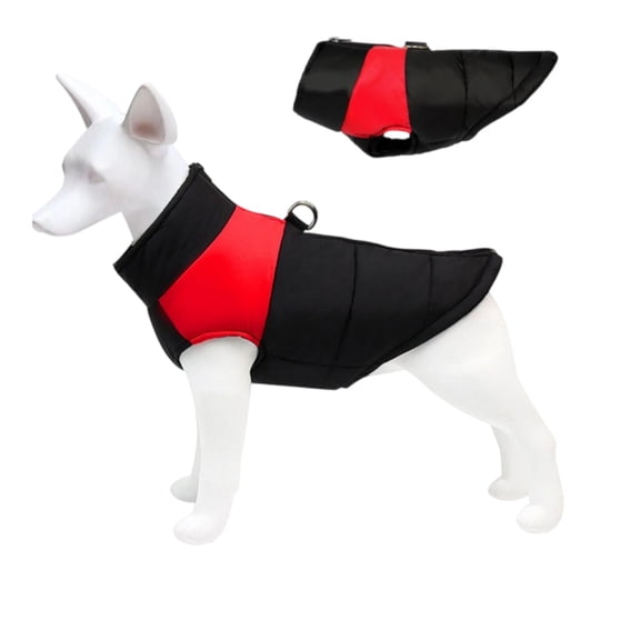 Snfy Padded Vest Dog Jacket - Dog Warm Coatwarm Zip Up Vest Fleece Jacket with Dual D Ring Leash Water Resistant Dog Coat for All Size Dogs-Red,5XL(44-66lb)