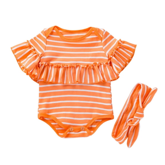 Sngxgn Baby Bodysuit for Girls Boys Long Sleeve Sleepers(Orange,80)