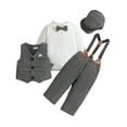 thumbnail image 1 of Sngxgn Baby Boy Clothes Gentleman Outfits Suits Summer Long Sleeve Bodysuit Shirts + Suspender(Grey,90), 1 of 6
