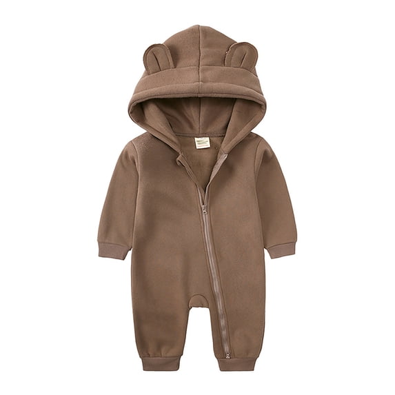 Sngxgn Baby Boy Romper Dress Ruffle Long Sleeve Bodysuit Onesie Tutu Dress (Coffee,90)